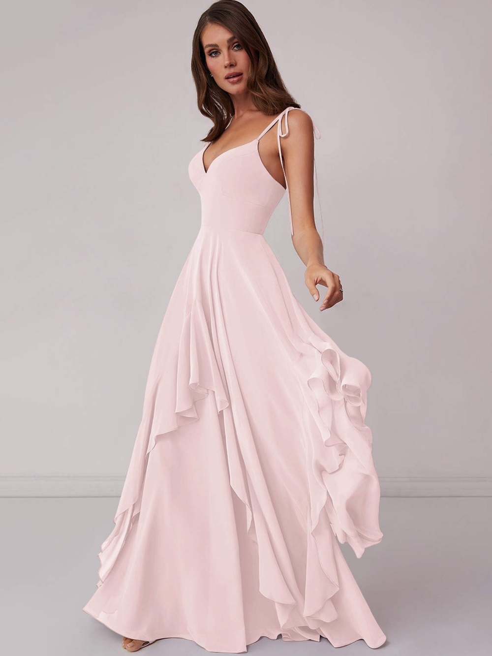 Barbie x AZAZIE 1004 Blushing Pink Chiffon Maxi Dress Custom